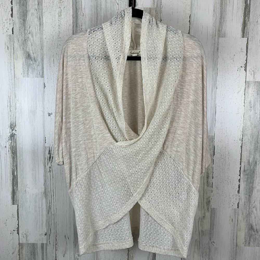 Testament (Anthropology) oatmeal color top. Size L